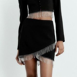Zara Black Rhinestone Pencil Skirt